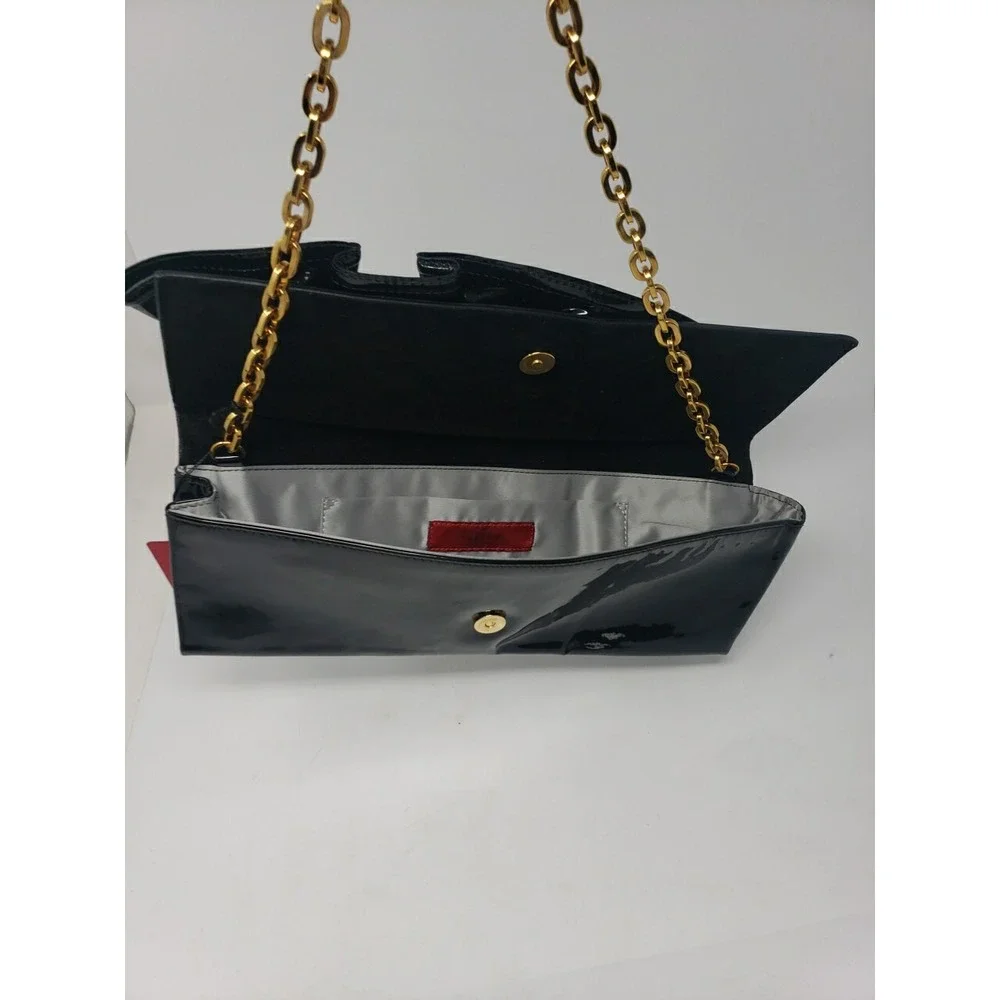 Valentino Garavani Patent Leather Shoulder Bag Purse or Clutch Black Ruffles